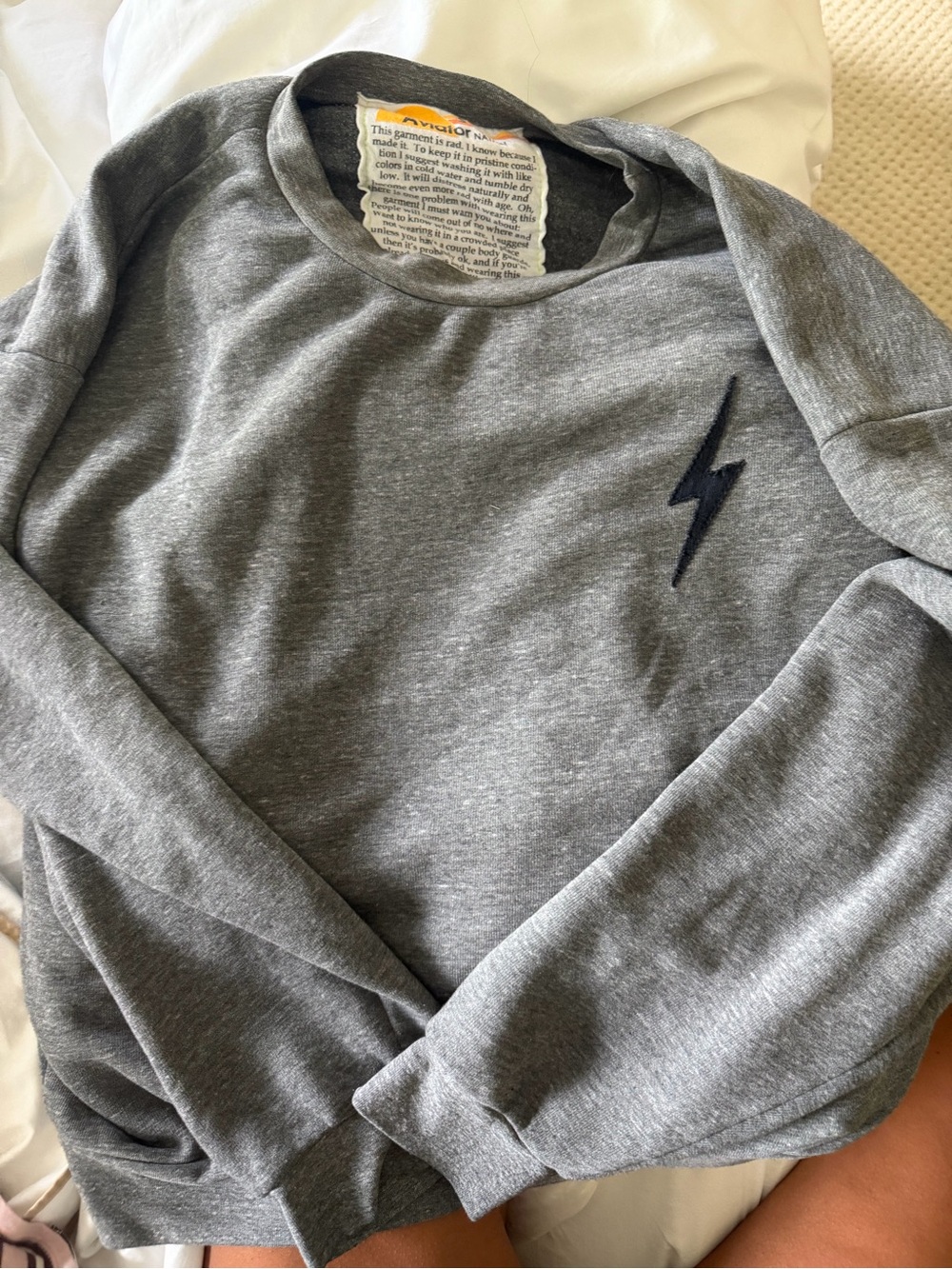 Aviator Nation Charcoal Crewneck Sweater with lightning bolt